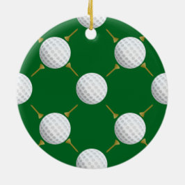 Golfballen en Tee's op Groen Keramisch Ornament