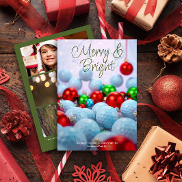 Golfballen & glanzende Ornamenten · Drie Foto Groe Feestdagenkaart