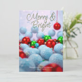 Golfballen & glanzende Ornamenten · Drie Foto Groe Feestdagenkaart (Staand voorkant)