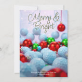 Golfballen & glanzende Ornamenten · Drie foto rood Feestdagenkaart (Voorkant)