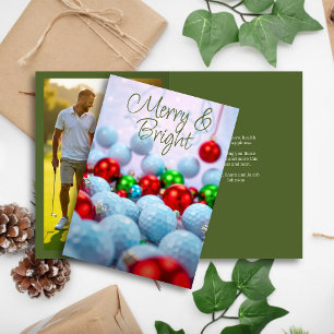 Golfballen & glanzende Ornamenten · Familie Foto G Feestdagen Kaart