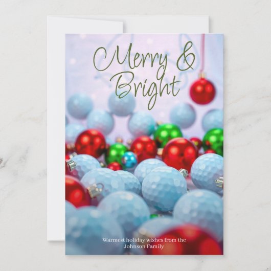 Golfballen & glanzende Ornamenten · Familie Foto G Feestdagenkaart (Voorkant)