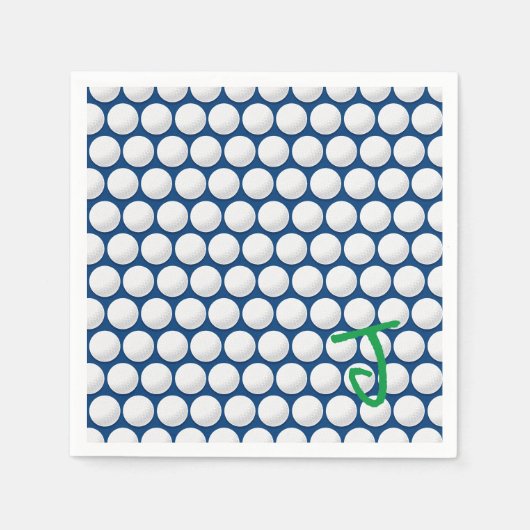 Golfballen INITIAAL Blauw Wit Groen Modern Golfer Servet (Voorkant)