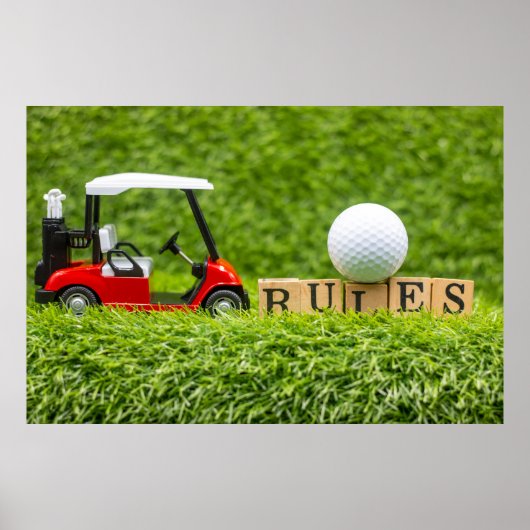 Golfballen liggen op groen gras poster (Voorkant)