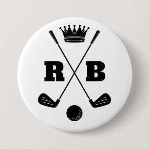 Golfballen met eigen naam en merk op maat ronde button 7,6 cm