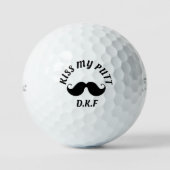 Golfballen met gepersonaliseerde tekst "Kiss my pu (Voorkant)