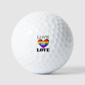 Golfballen met het opschrift "Liefde is Liefde". (Voorkant)