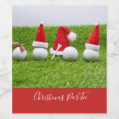 Golfballen met kerstmutsen zijn op groen wijn etiket (Enkel label)