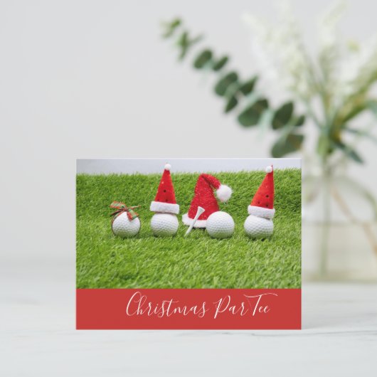 Golfballen met kerstuitnodiging voor kerstmis briefkaart (Staand voorkant)