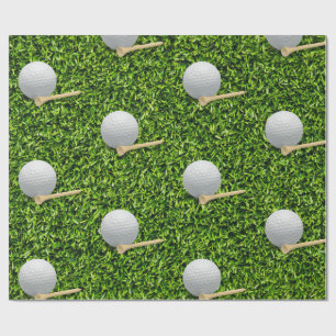 Golfballen op een achtergrond van groen gras cadeaupapier