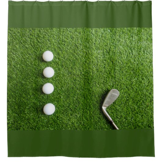Golfballen op groen gras douchegordijn (Voorkant)