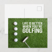 Golfballen op groen gras voor golfer briefkaart (Voorkant / Achterkant)