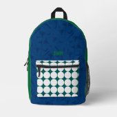 Golfballen Pattern INITIALEN Groen Blauw Preppy Fu Bedrukte Rugzak (Voorkant)