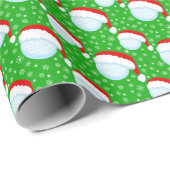 Golfballen Santa's Pet & Sneeuwvlokken Groen Cadeaupapier (Rol Hoek)