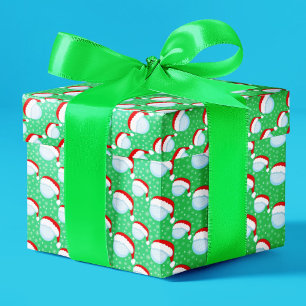 Golfballen Sinterklaas hoed & sneeuwvlokken Groen Cadeaupapier