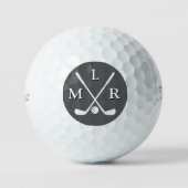 GolfBalls with Crossed GolfClubs Monogram Golfballen (Voorkant)