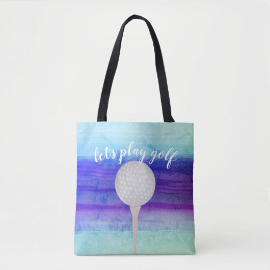 golfbalontwerp voor golfers, paars en blauw tote bag (Voorkant)