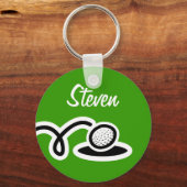 Golfbalsleutelhanger |  met naam sleutelhanger (Voorkant)