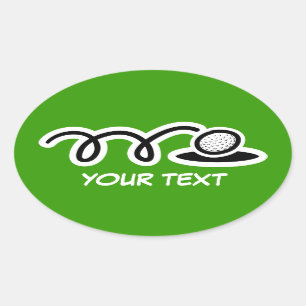 Golfbalstickers met aanpasbare tekst ovale sticker