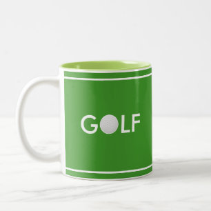 Golfbaltekst op groen tweekleurige koffiemok