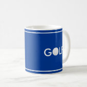 Golfbaltekst op koningsblauw koffiemok (Voorkant rechts)