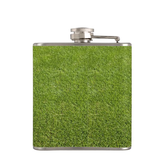 Golfbaltextuur. Groen gras. Voor golfers. Grappig Heupfles (Achterkant)