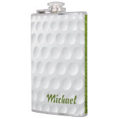 Golfbaltextuur. Voor golfers. Groen gras. Grappig Heupfles (Links)