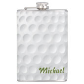 Golfbaltextuur. Voor golfers. Groen gras. Grappig Heupfles (Voorkant)