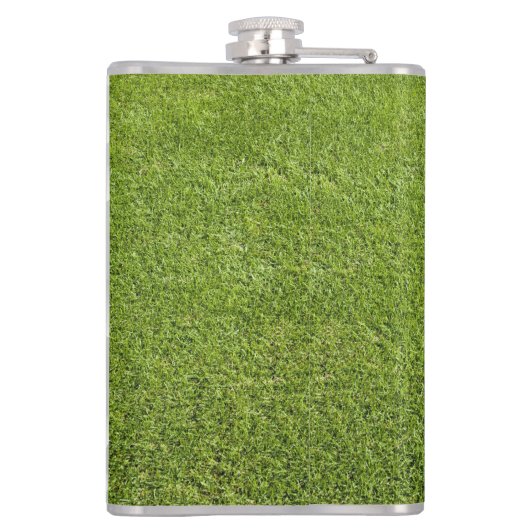 Golfbaltextuur. Voor golfers. Groen gras. Grappig Heupfles (Achterkant)