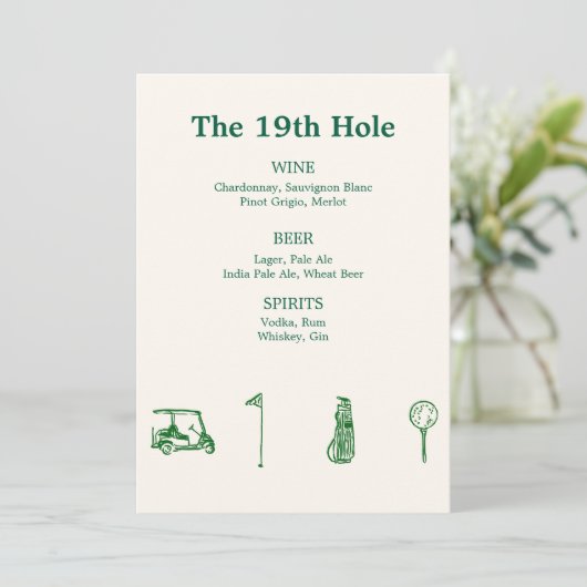 Golfbar Kaart (Staand voorkant)