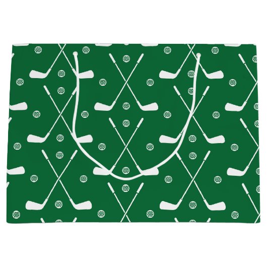 Golfbat en groene achtergrond groot cadeauzakje (Voorkant)