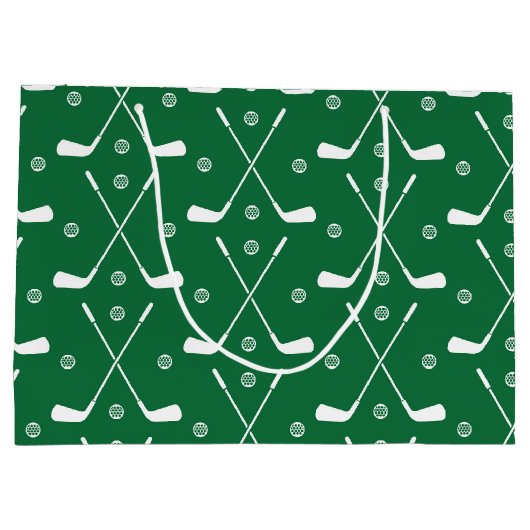 Golfbat en groene achtergrond groot cadeauzakje (Achterkant)