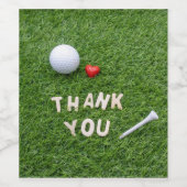 Golfbedankfeestje met golfbal en t-shirt wijn etiket (Enkel label)