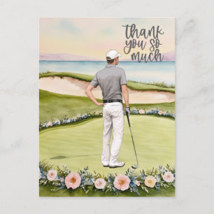 Golfbedankkaart golfbaan waterverf briefkaart