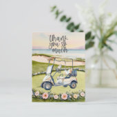 Golfbedankkaart golfbaan waterverf briefkaart (Staand voorkant)