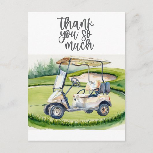 Golfbedankkaart golfbaan waterverf briefkaart (Voorkant)
