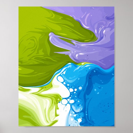 Golfbewegingen die vloeiende abstracte vormen vorm poster (Voorkant)