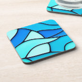 GOLFBLAUW GLAS IN LOOD BIER ONDERZETTER (Linkerzijde)
