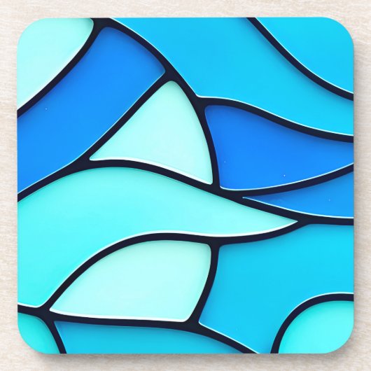 GOLFBLAUW GLAS IN LOOD BIER ONDERZETTER (Voorkant)