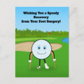 Golfblessure Voet Herstel Humor Snel Beter Briefkaart (Voorkant)
