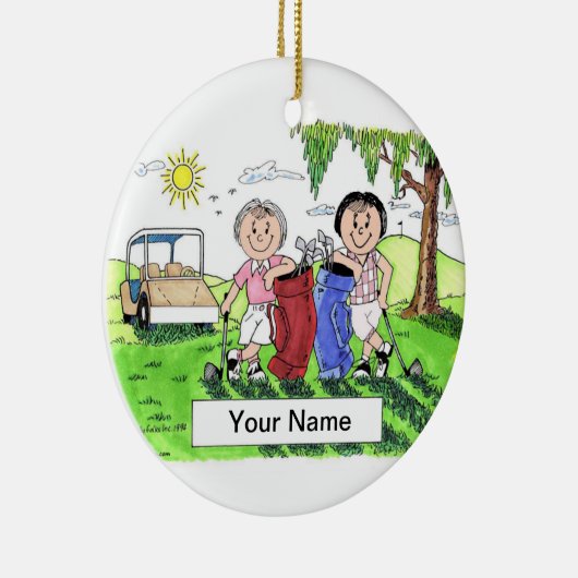 Golfboeddies - Vrouw en Vrouw Keramisch Ornament (Rechts)