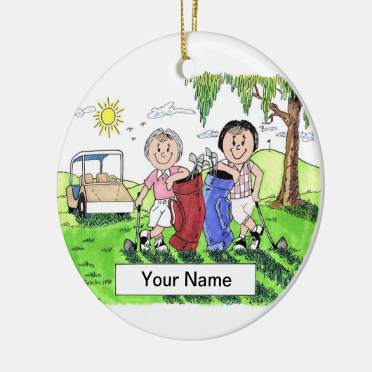 Golfboeddies - Vrouw en Vrouw Keramisch Ornament (Links)