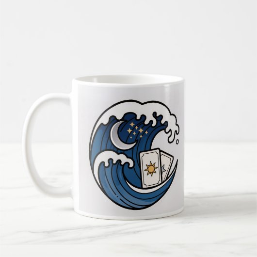 Golfbrekende golven & Tarotkaarten Koffiemok (Links)