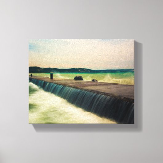 Golfbreker, Frankfort Harbor, Michigan Canvas Afdruk (Voorkant)