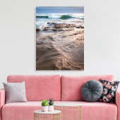Golfbreker op strand, Californië Canvas Afdruk (Insitu (Woonkamer))