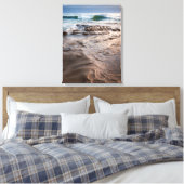 Golfbreker op strand, Californië Canvas Afdruk (Insitu (Slaapkamer))