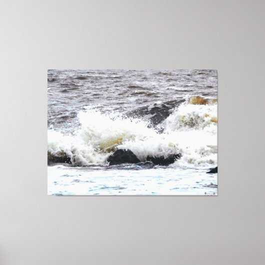 Golfbrekers op rotsachtige kust canvas afdruk (Voorkant)