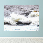 Golfbrekers op rotsachtige kust canvas afdruk (Insitu (Houten vloer))