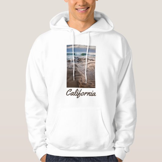 Golfbreuk op het strand in Californië Hoodie (Voorkant)
