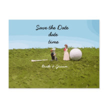 Golfbride en bruidegom met golfbal t-shirt Weddens